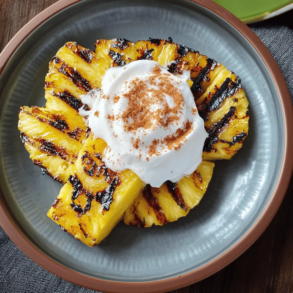 Brighten up your summer gatherings with this delicious Grilled Pineapple topped with Coconut Cinnamon Whipped Cream! Juicy and caramelized, the pineapple brings a tropical twist, while the creamy topping adds a delightful sweetness. Perfect for BBQs or as a light dessert. Save this pin for a refreshing treat that everyone will love!