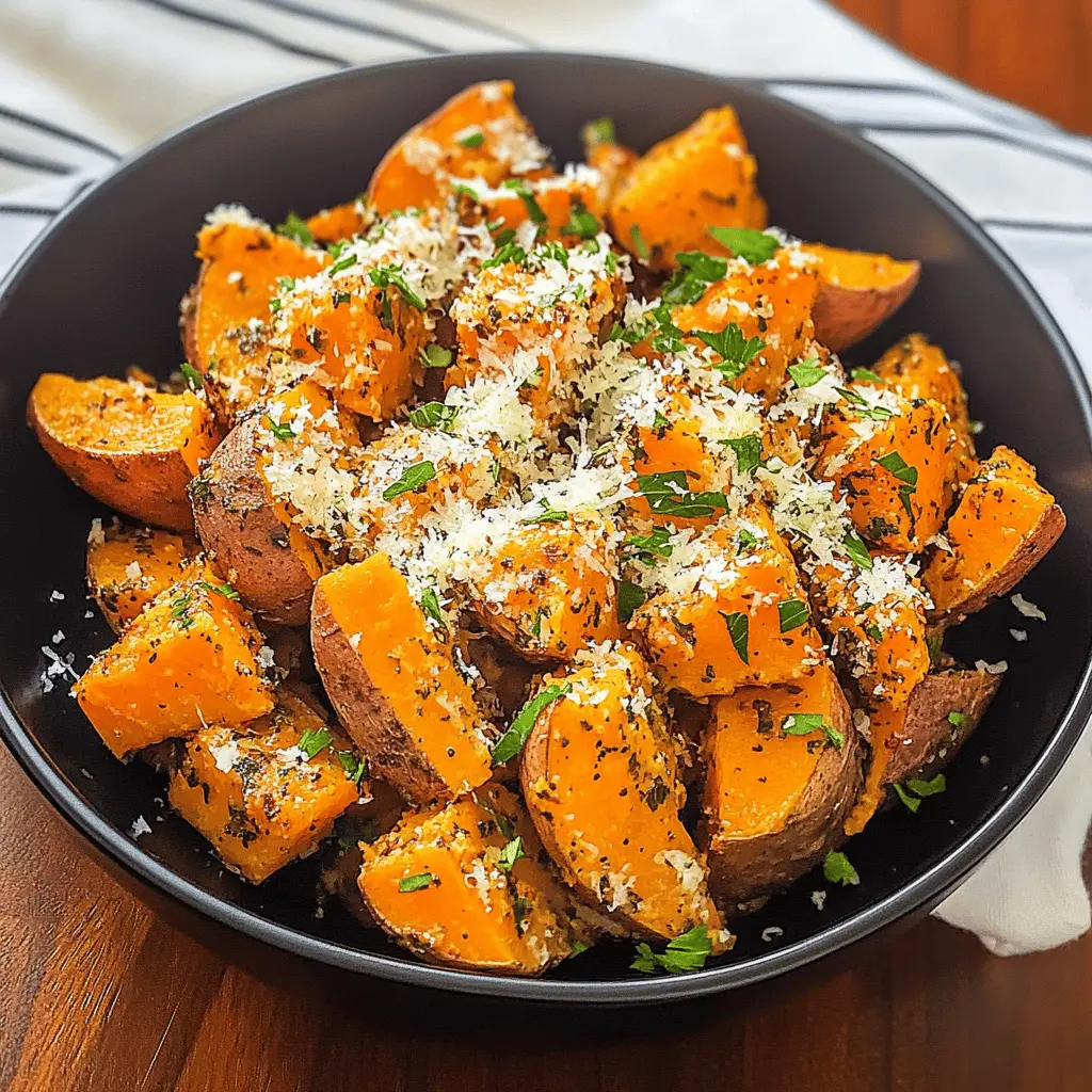 Looking for a delicious side dish? These savory sweet potatoes with parmesan and herbs are perfect for any meal! Packed with flavor and a crispy golden topping, they make a delightful addition to your dinner table. Save this recipe to enjoy an easy, tasty side dish for holidays, family gatherings, or a weeknight dinner!